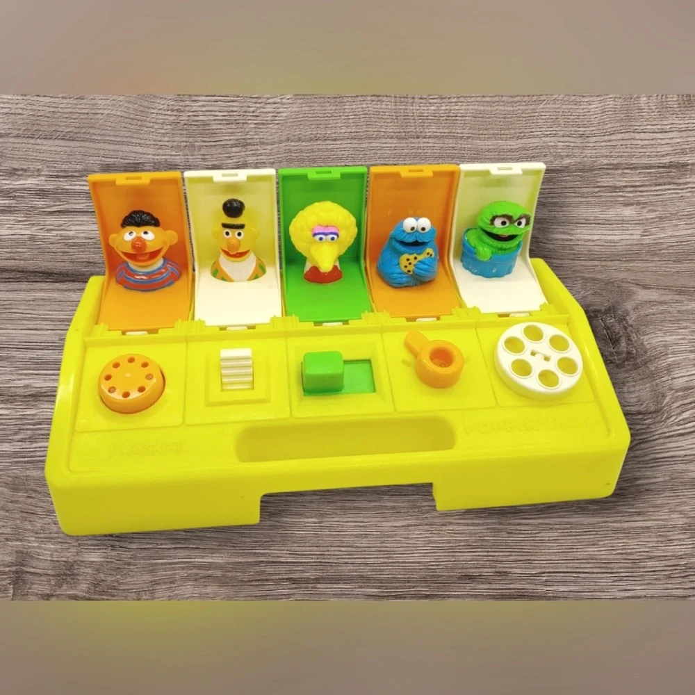 EUC Vintage Sesame Street Poppin Pals Playskool 1980 Bert Ernie Big Bird Oscar